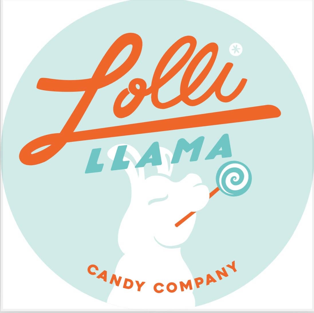 Logo of Lolli Llama Candy Company featuring a playful llama with a lollipop.