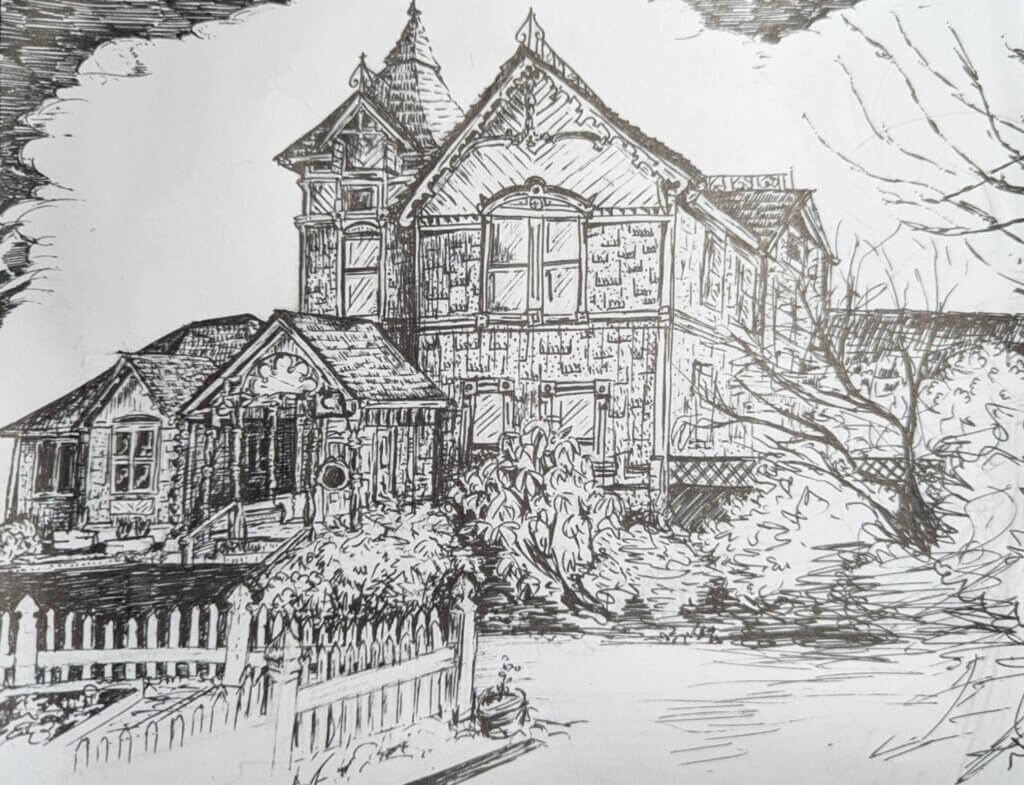 Drawing of the Inn by Wwoofer, Jay.